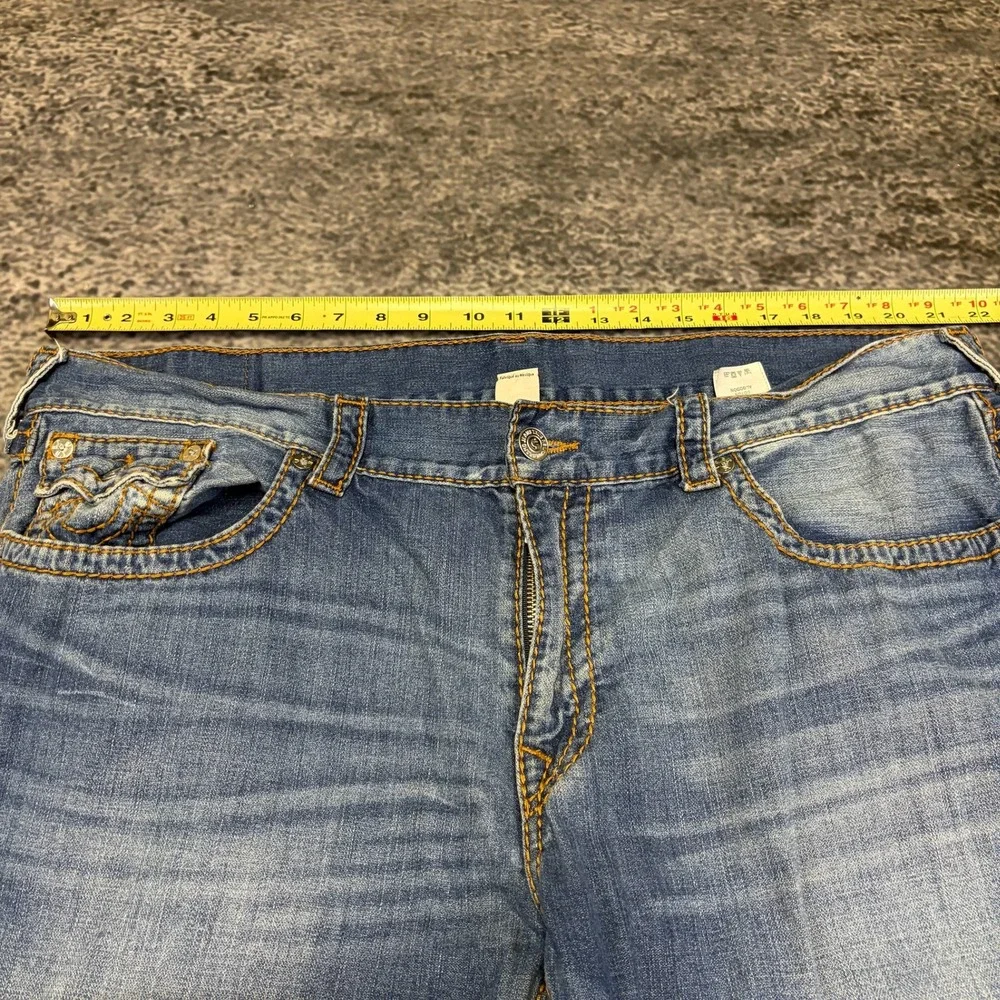 True Religion Jeans Mens 42x29 Blue World Tour Section Slim Stitched Flap Pocket